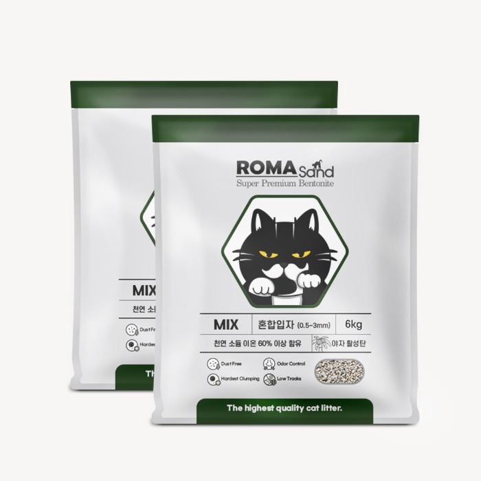 로패밀리,[ROMA]로마샌드 믹스(혼합입자) 세트(6kg x 2포) 고양이모래,로패밀리,미국 와이오밍주