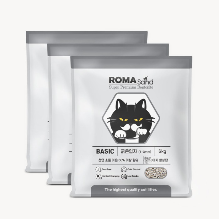 로패밀리,[ROMA]로마샌드 베이직(굵은입자) 세트(6kg x 3포) 고양이모래,로패밀리,미국 와이오밍주